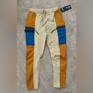 Men's Colorblock Utility Jogger Pants - Beige, Blue & Brown